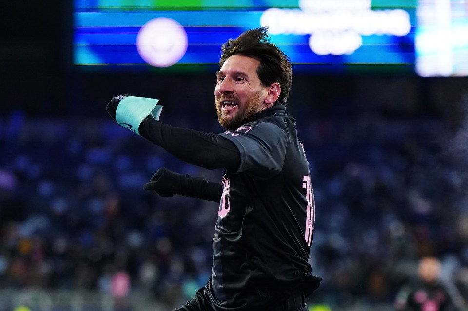 Lionel Messi of Inter Miami celebrating a goal.