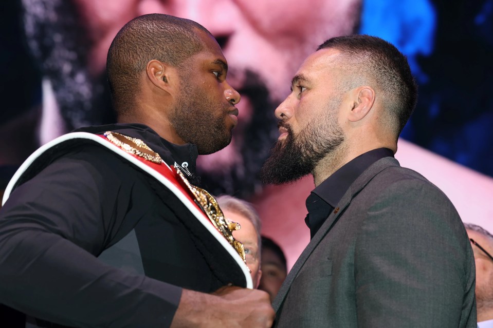 Joseph Parker and Daniel Dubois face off at a press conference.