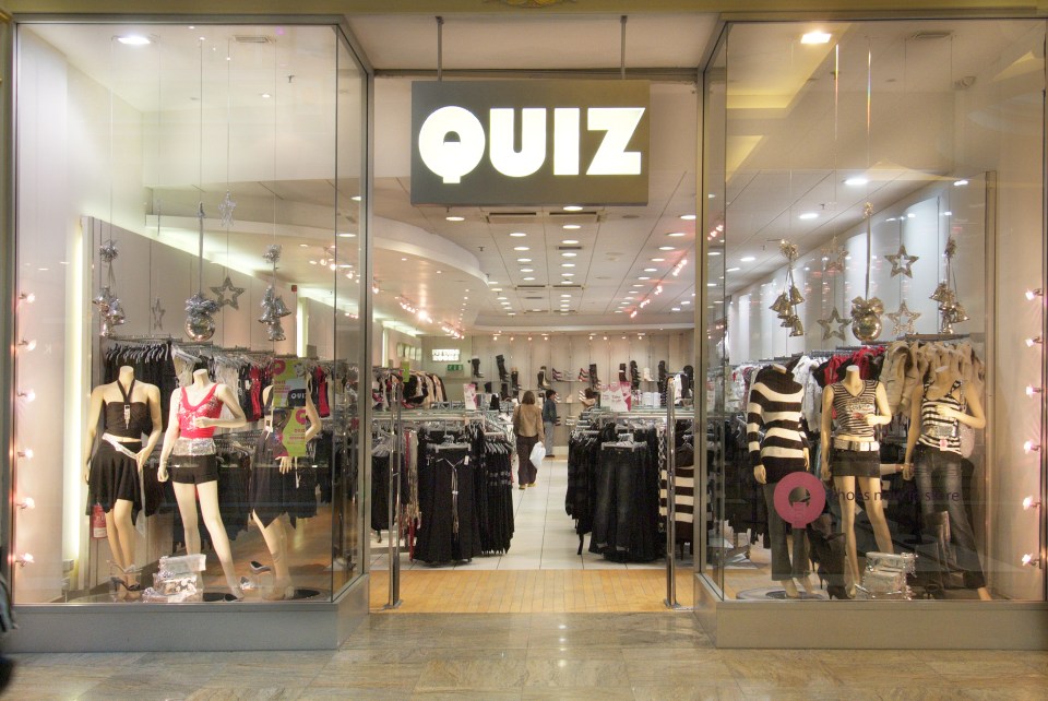 Quiz clothing store storefront.