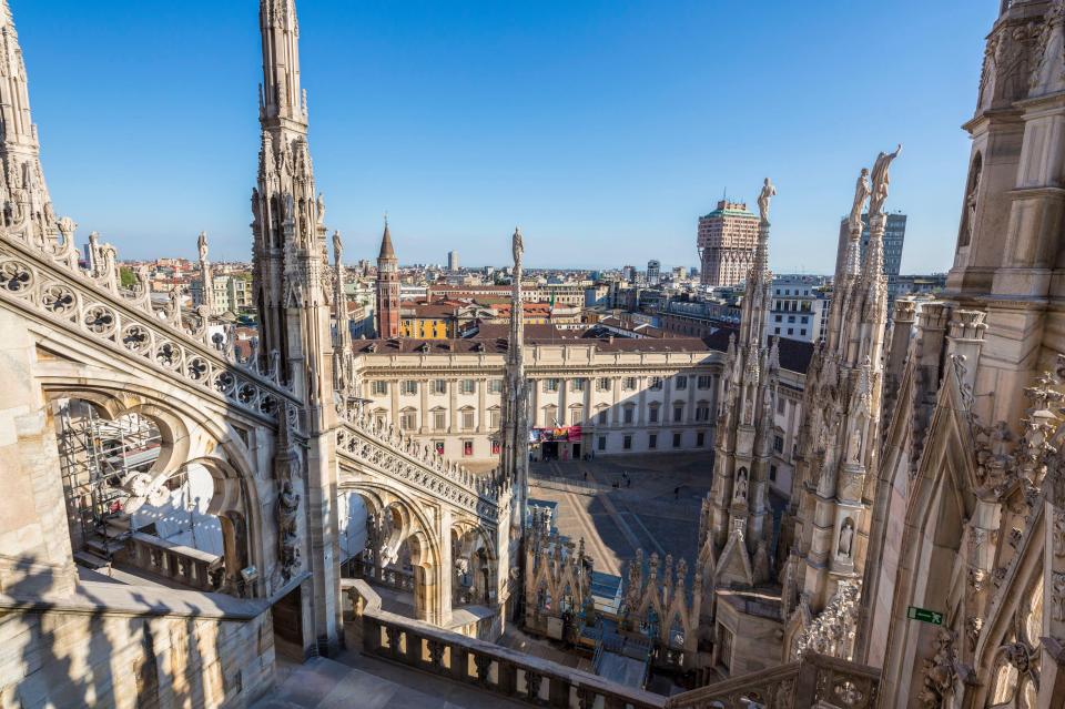 View of Milan from the Duomo roof.