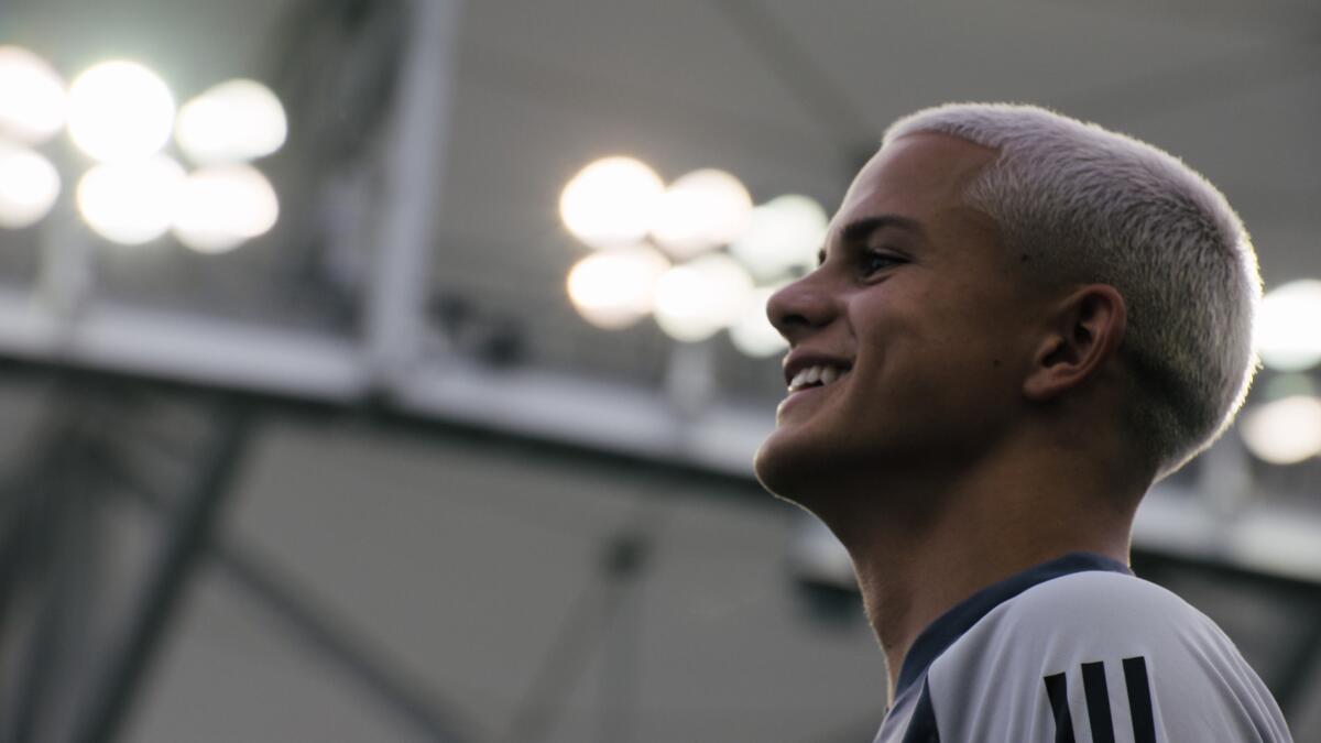 MLS player Cavan Sullivan smiles.