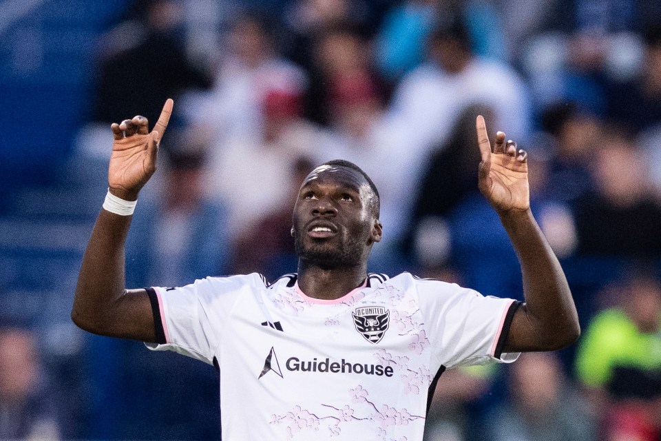 D.C. United forward Christian Benteke celebrates a goal.