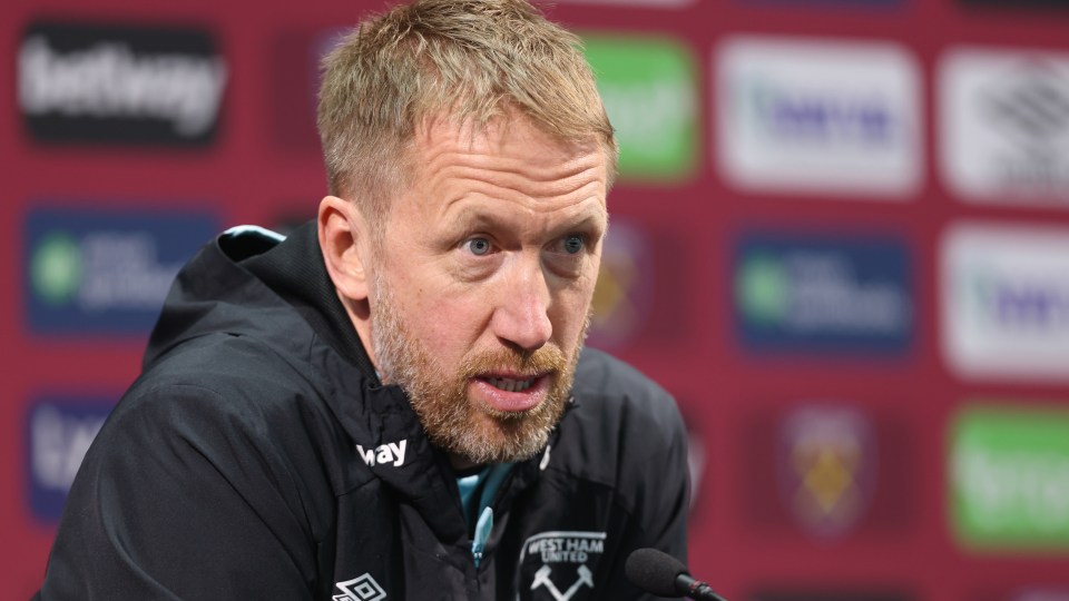 West Ham United manager Graham Potter at a press conference.