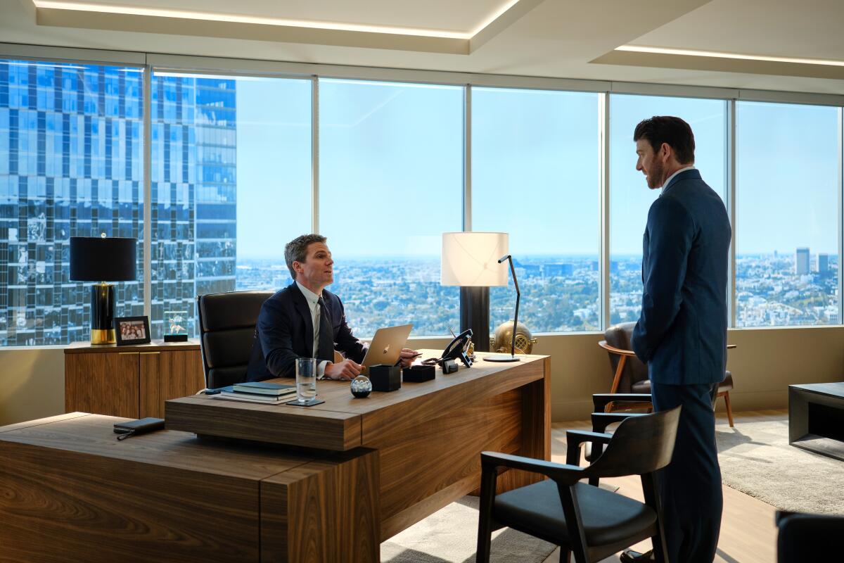 SUITS L.A. -- "Pilot" Episode -- Pictured: Stephen Amell as Ted Black and Bryan Greenberg as Rick Dodson