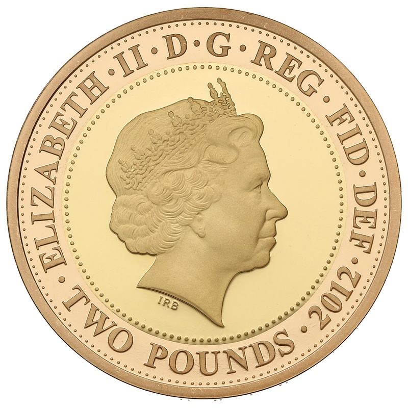 2012 Gold £2 coin depicting Queen Elizabeth II.