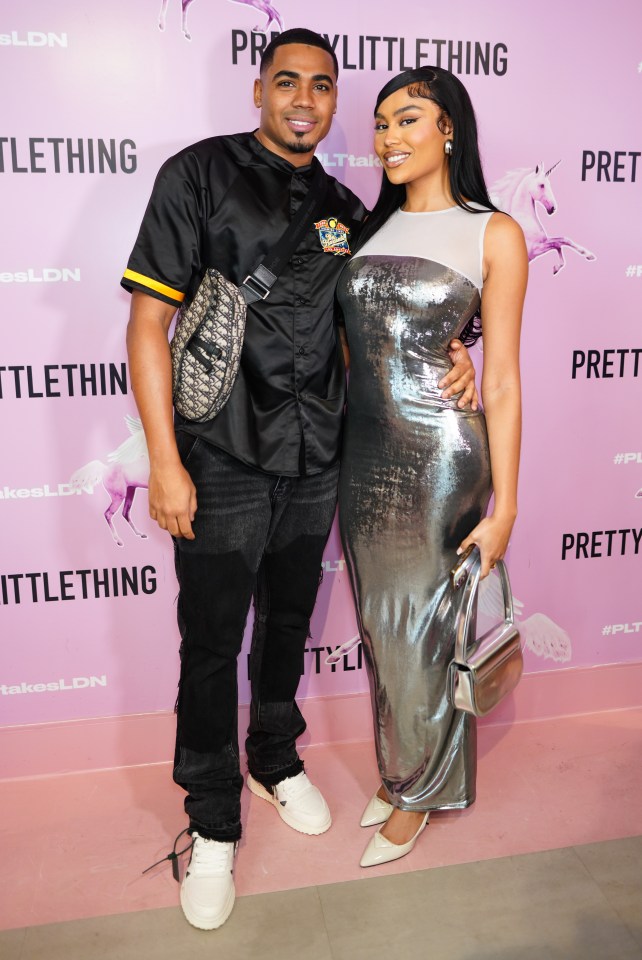 Tyrique Hyde and Ella Thomas at a PrettyLittleThing Christmas party.