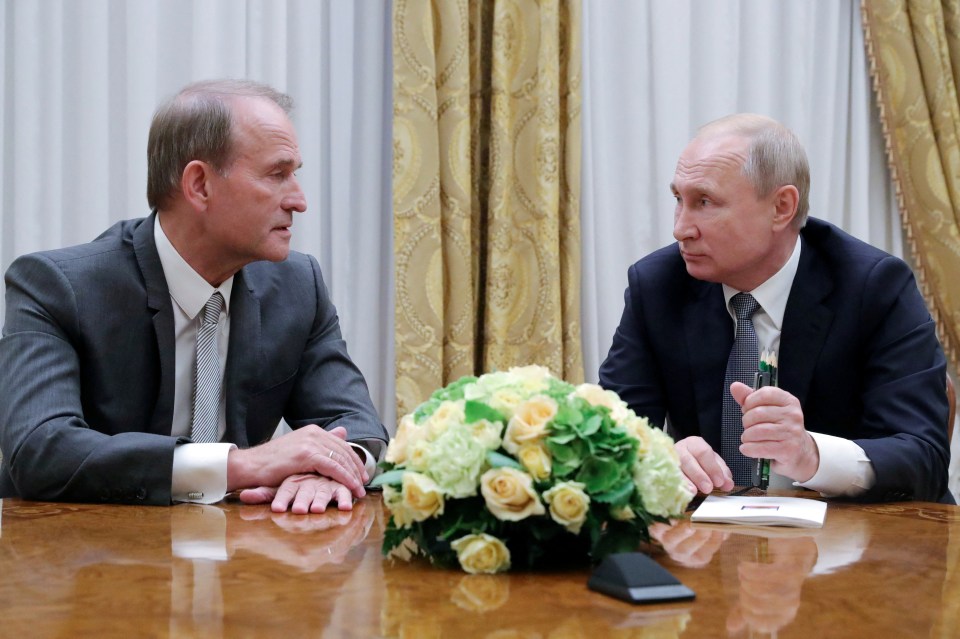 Vladimir Putin and Viktor Medvedchuk meeting.