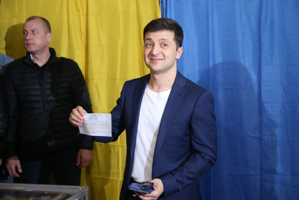 Volodymyr Zelensky casting his vote in the 2019 Ukrainian presidential election.