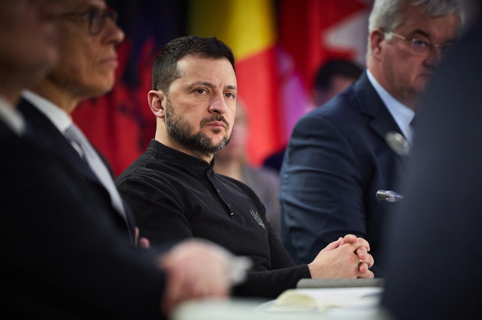 Volodymyr Zelensky at a meeting with European leaders.