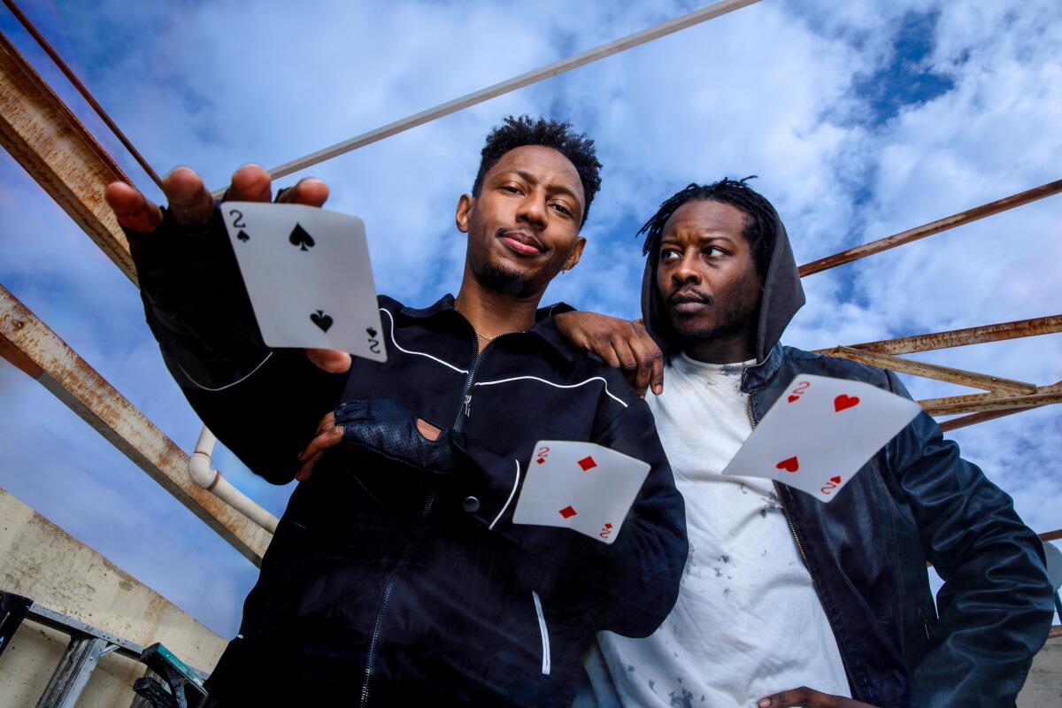 "Topdog/Underdog," Brandon Gill, left, and Brandon Micheal Hall, starts Wednesday at Pasadena Playhouse.