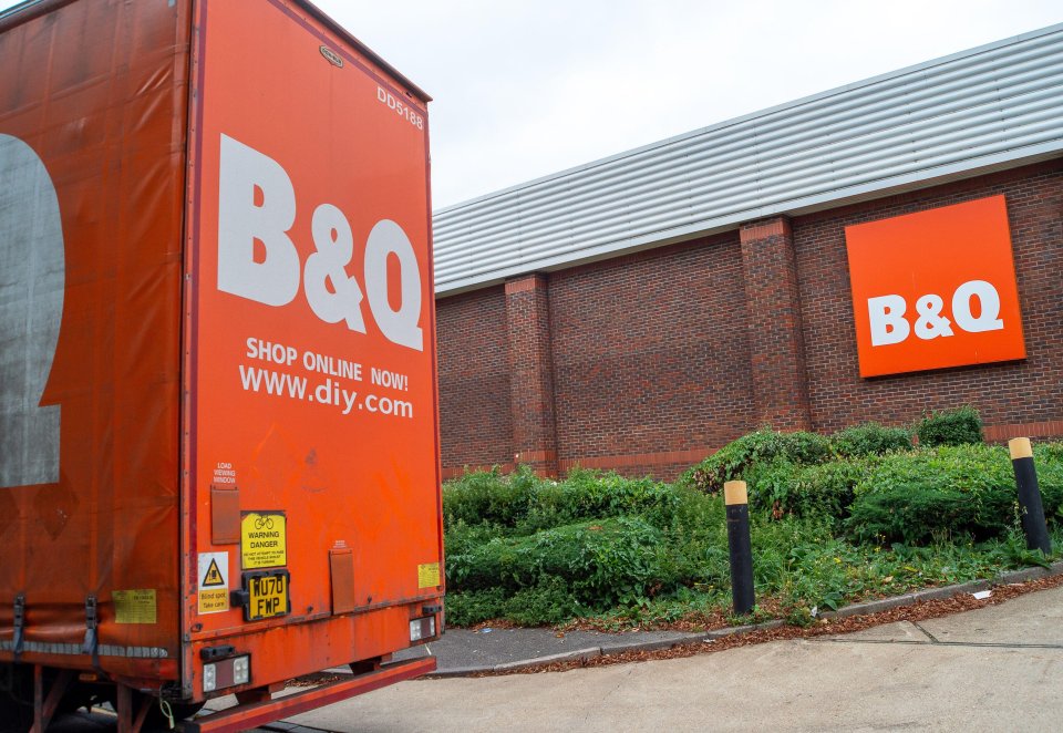 B&Q store exterior with delivery truck.