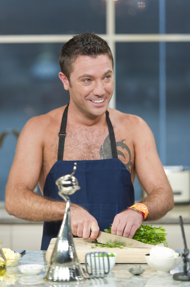 Gino D'Acampo cooking shirtless after winning an NTA award.