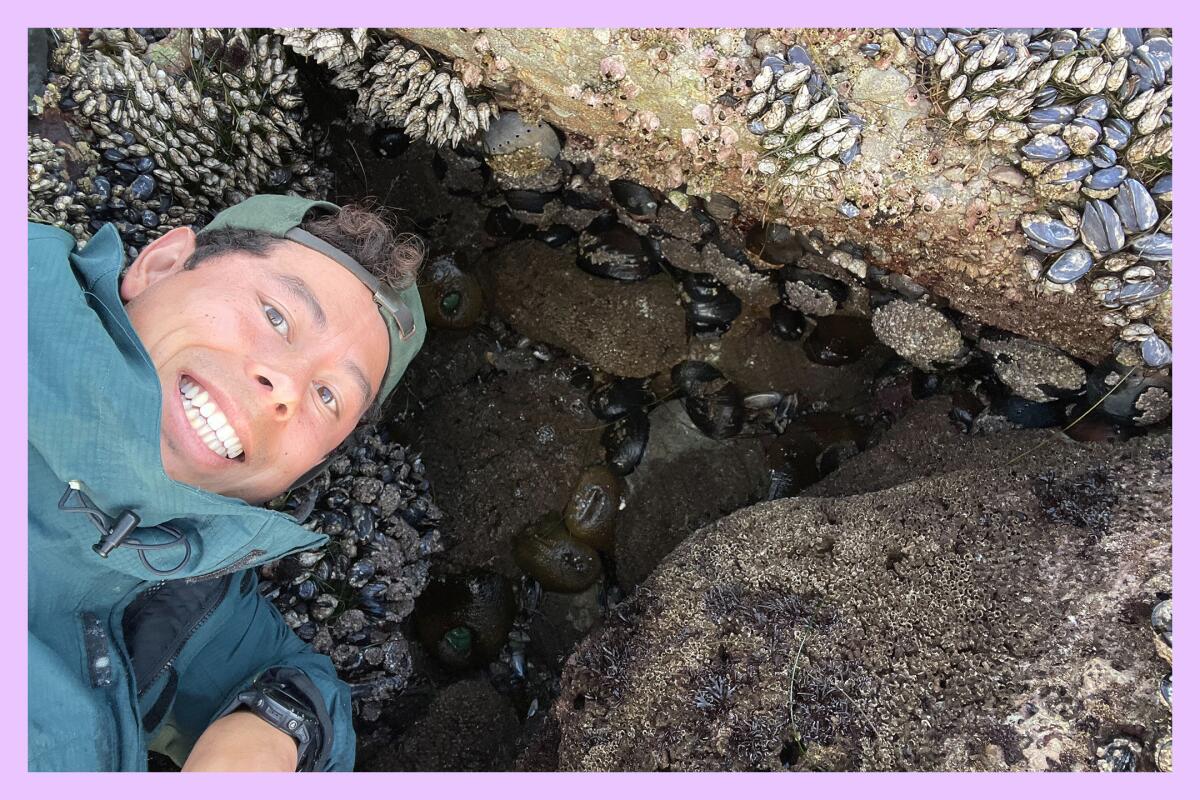 Marine scientist Kenan Chan documenting tide pools.