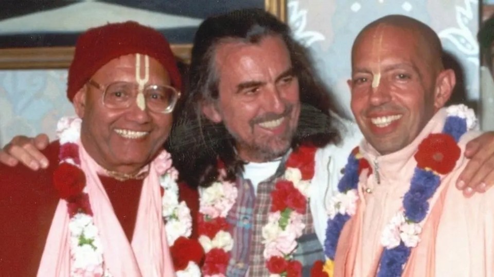 George Harrison with Krishna Das Swami and Mukunda Swami.