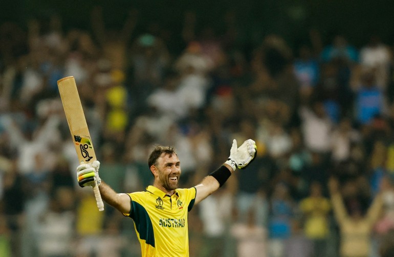 Cricket - ICC Cricket World Cup 2023 - Australia v Afghanistan - Wankhede Stadium, Mumbai, India - November 7, 2023 Australia's Glenn Maxwell celebrates after the match REUTERS/Francis Mascarenhas