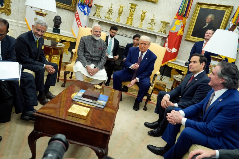 Narendra Modi and Donald Trump in the Oval Office.