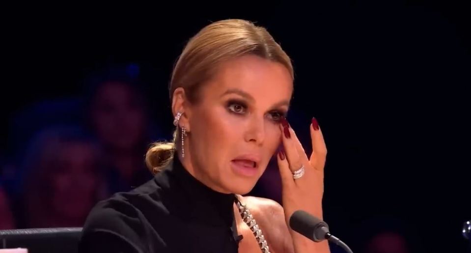 Amanda Holden wiping away tears on Britain's Got Talent.