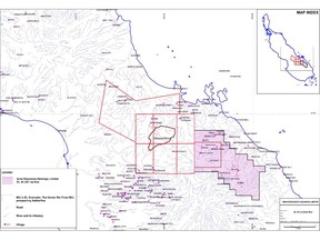 Map of Central Bougainville Showing Historic Panguna Licenses and EL02