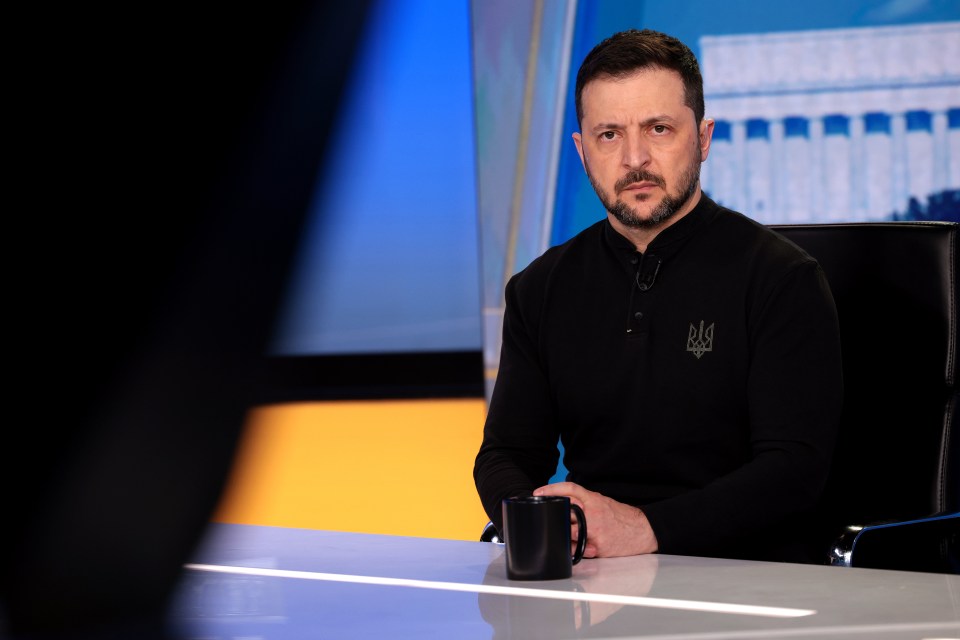 Volodymyr Zelensky giving an interview.