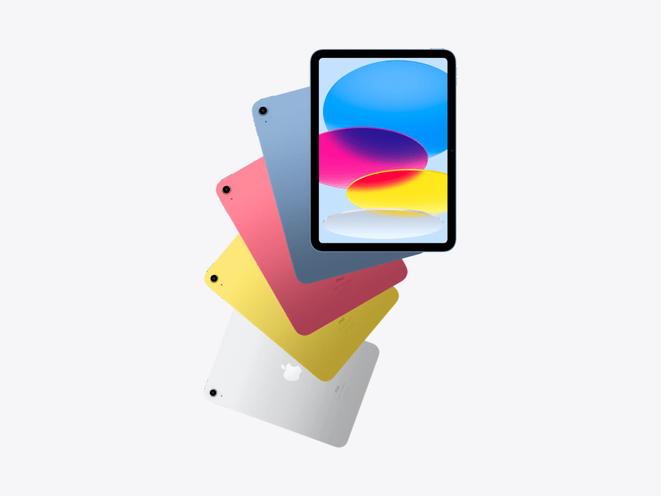 Illustration of iPads in various colors.