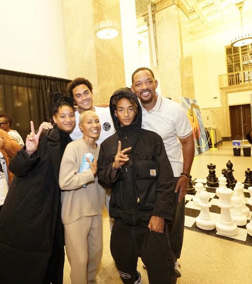 Will Smith with his family at a book tour event.