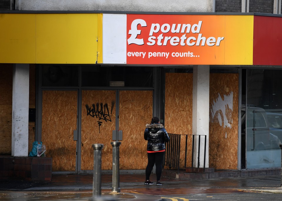 Boarded-up Poundstretcher store in Bolton town centre.