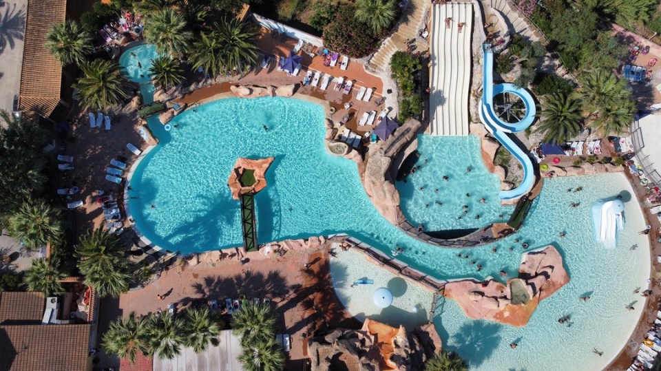 Aerial view of Pirates World waterpark.