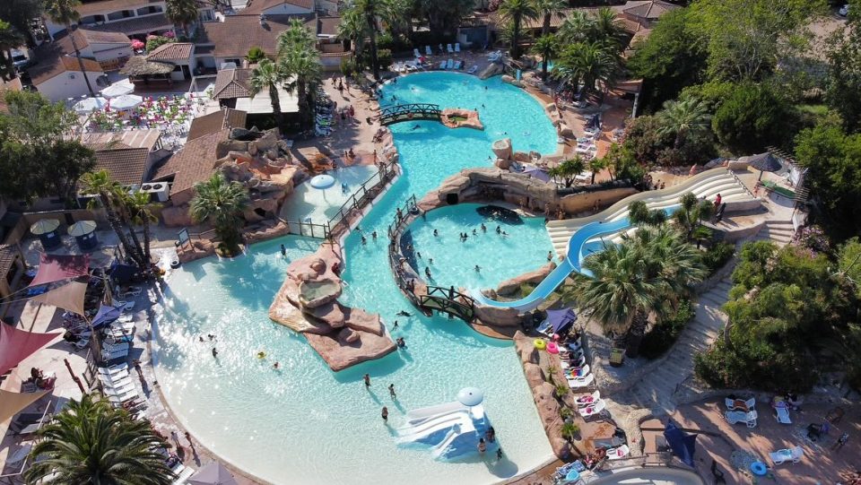 Aerial view of Pirates World waterpark.