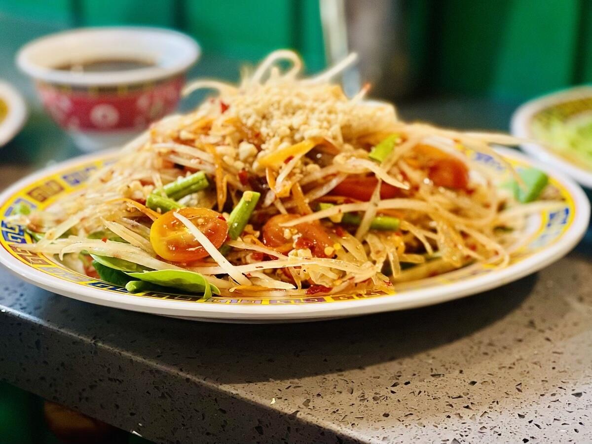 Papaya salad at Roasted Duck by Pa Ord in Hollywood's Thai Town.