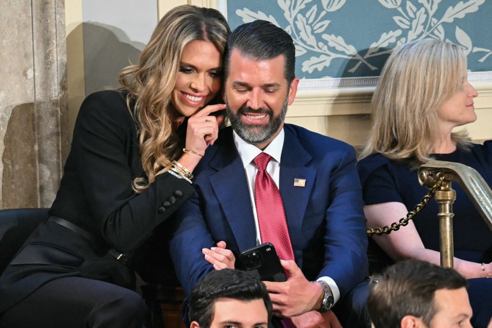 Donald Trump Jr. and Bettina Anderson at a joint session of Congress.