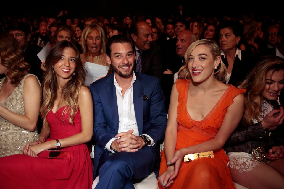 Marta Palatchi, Jonathan Andic, and Mia Moretti at the Pronovia 50th-anniversary bridal fashion show.