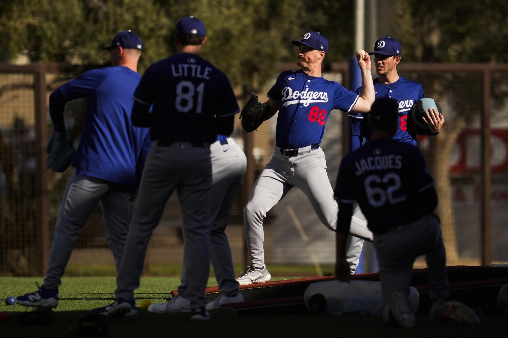 Dodgers relief pitcher Jack Dreyer works out at Camelback Ranch last month.