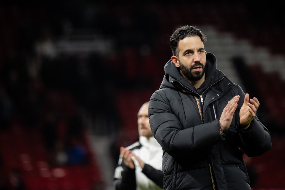 Ruben Amorim, Manchester United manager, applauding.