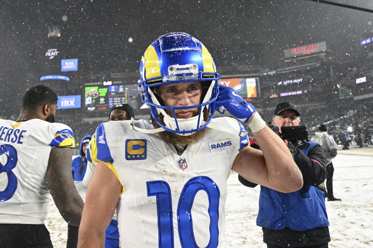 Rams receiver Cooper Kupp looks on after a playoff loss to the Eagles in Philadelphia.