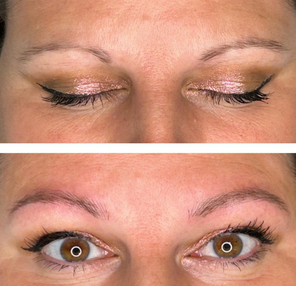 Before and after microblading.