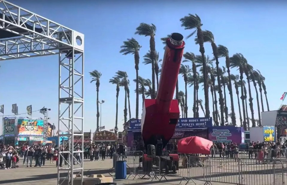 Stuntman injured during human cannonball act at a fair.