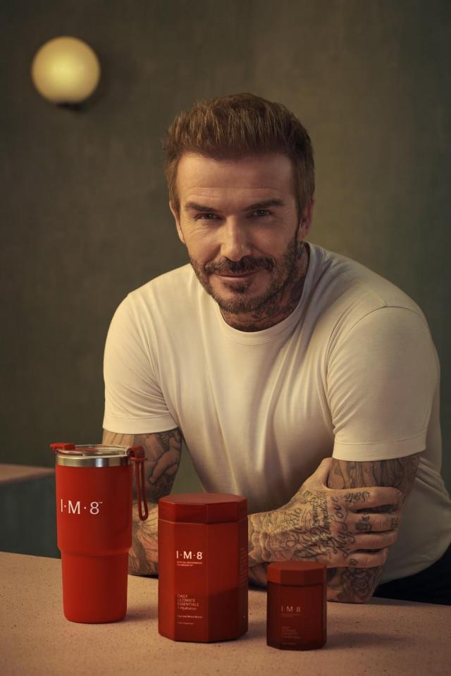 David Beckham with I-M-8 products.