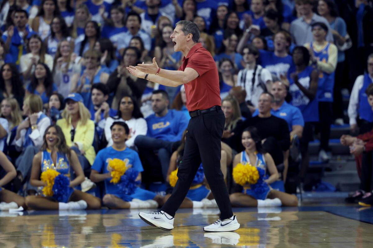 USC coach Eric Musselman reacts during Saturday's loss to UCLA at Pauley Pavilion.