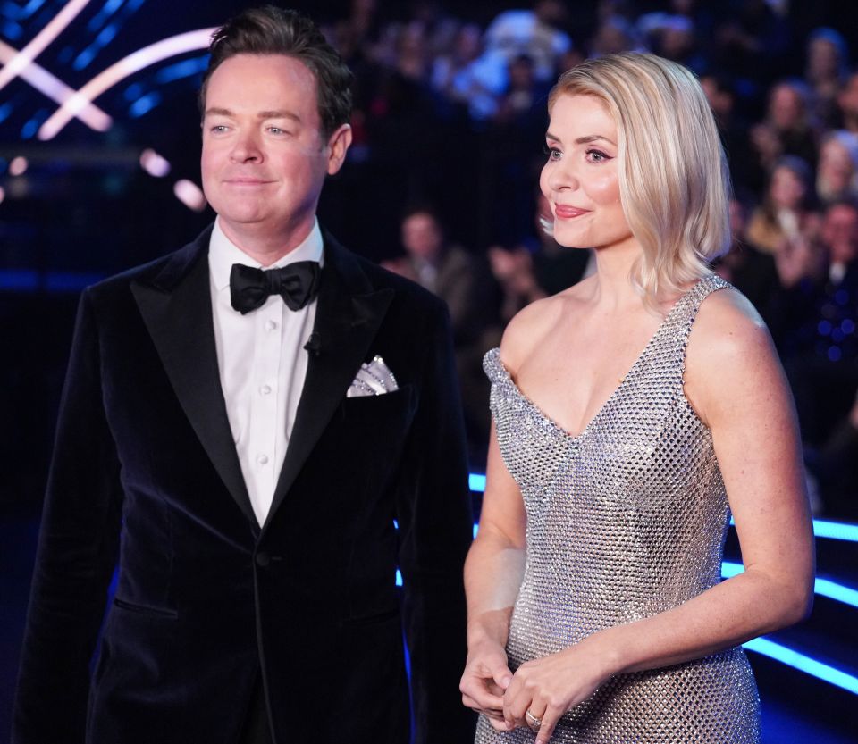 Stephen Mulhern and Holly Willoughby at the Dancing on Ice TV show.