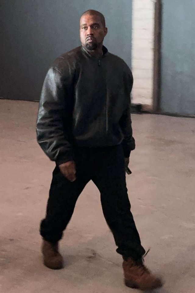 Kanye West walking in Los Angeles.