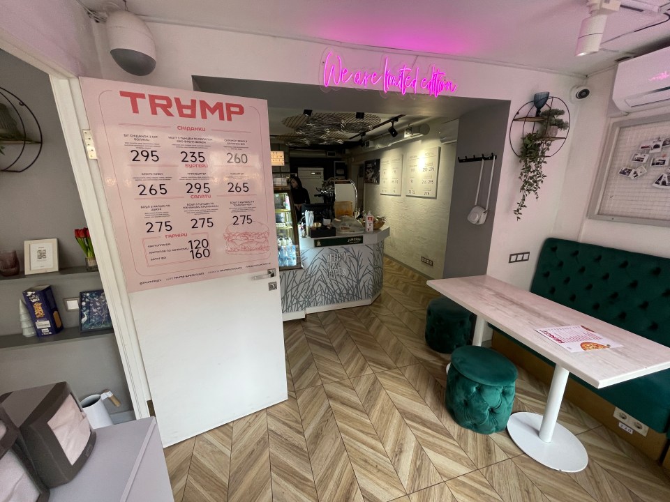 Interior of a Kyiv cafe that previously used the name "Trump Cafe".