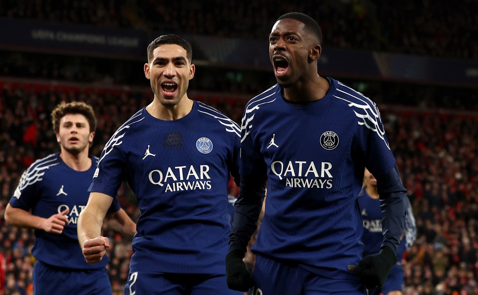 PSG players celebrating a goal.