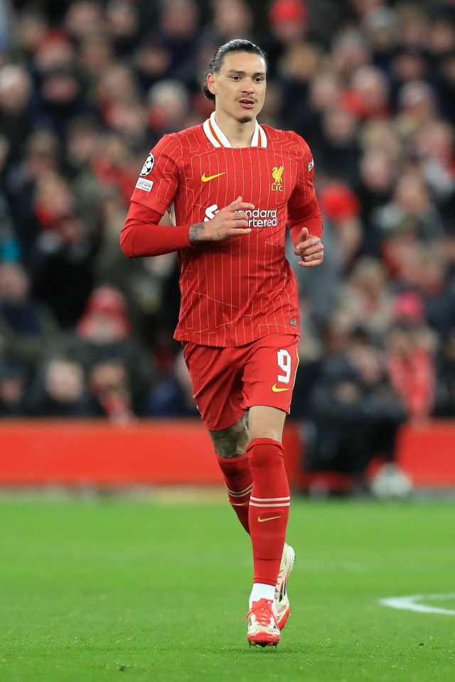 Darwin Nunez of Liverpool playing soccer.