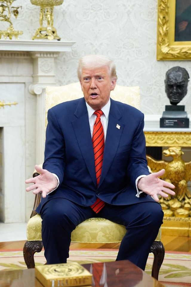 President Donald Trump speaking in the Oval Office.