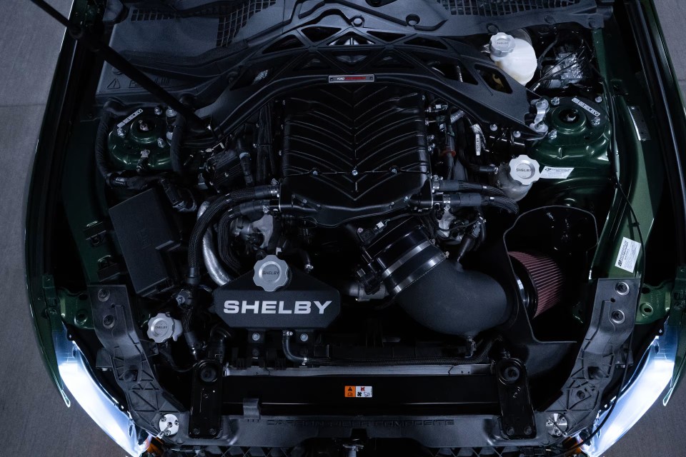 Close-up of a Shelby GT500KR engine.