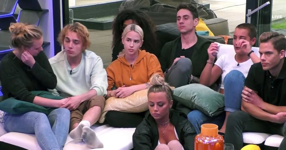 Group of Big Brother Germany contestants reacting to news about the coronavirus.