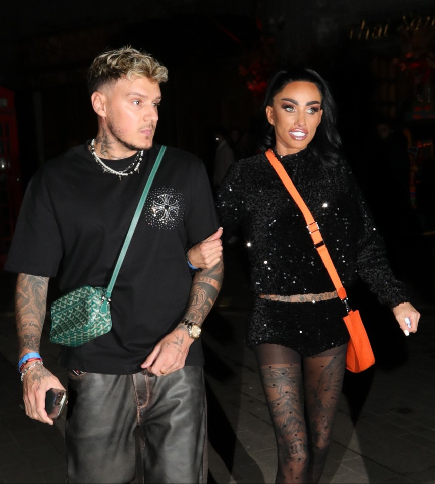 Katie Price and JJ Slater leaving a party.