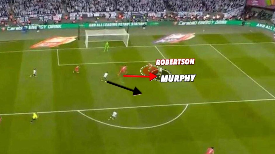 Diagram of a soccer play showing Robertson passing to Murphy.