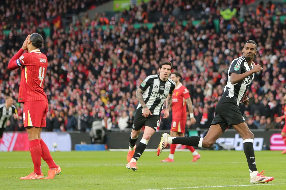 Alexander Isak of Newcastle United celebrating a goal.