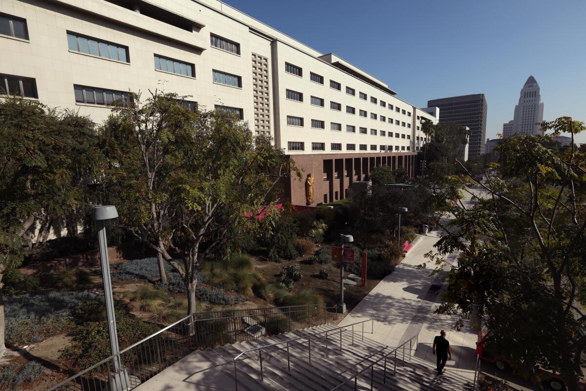 The Kenneth Hahn Hall of Administration in downtown L.A. civic center neighborhood